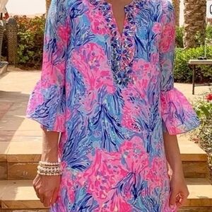 Vibrant Pink & Blue Floral Tunic Dress - Women's Dress Lily Pulitzer Elenora